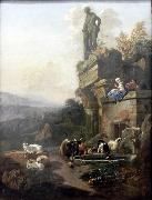 Johann Heinrich Roos Landschaft mit Tempelruine in Abendstimmung France oil painting artist